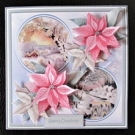 Vintage Christmas and poinsettias 6x6 by Davina Rundle