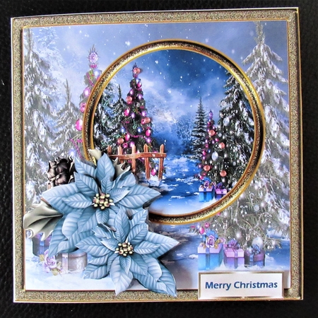 Christmas tree lights and poinsettia 6x6 by Davina Rundle