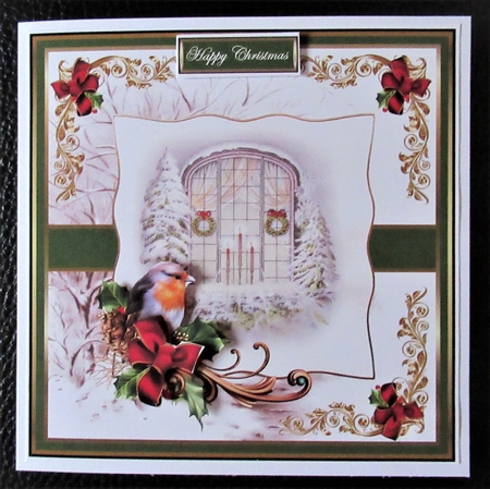 Christmas candles and robin 6x6 by Davina Rundle