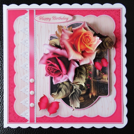 Colourful Roses - Lace and Pearls Card Mini Kit by Davina Rundle