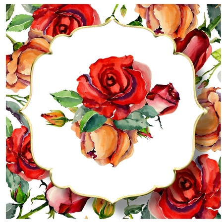 6x6 Watercolour Floral - Orange & Red Roses by Davina Rundle