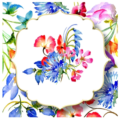 6x6 Watercolour Floral - Colourful Wildflowers by Davina Rundle