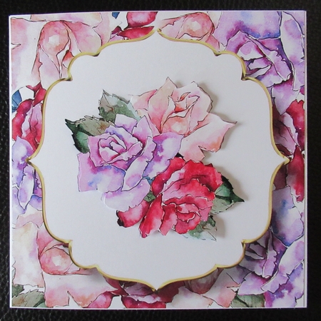 6x6 Watercolour Floral - Pink & Purple Roses by Davina Rundle