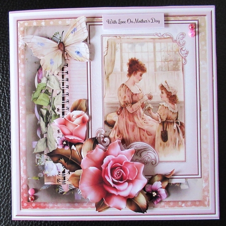 Mother and daughter with roses 7x7 by Davina Rundle