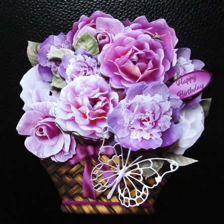 Pink Bouquet - Basket of Flowers Card Mini Kit by Davina Rundle