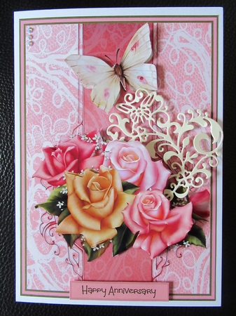 Pink rose and butterfly A5 by Davina Rundle