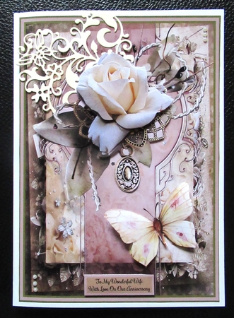 White rose and butterfly A5 by Davina Rundle