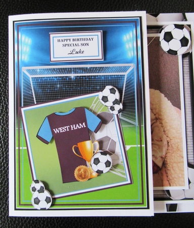 7X7 West Ham Card Front, topper, Decoupage & Sentiments  by Davina Rundle