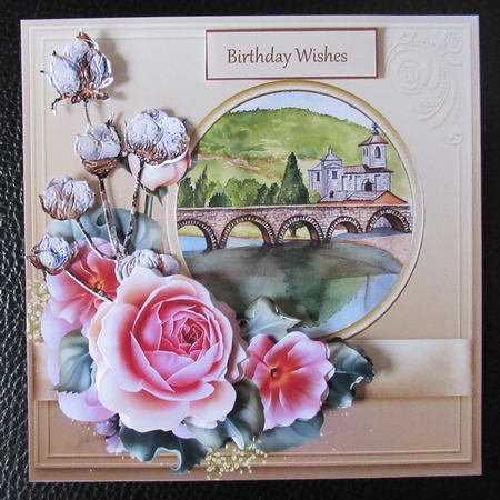 River view and roses 6x6 by Davina Rundle
