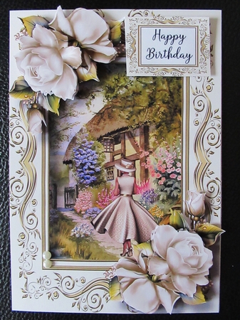My Hidden Cottage With Cream Roses by Davina Rundle