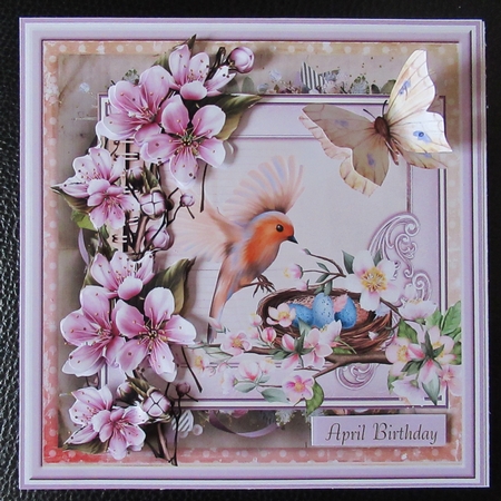 Flowers birds and butterfly 7x7 by Davina Rundle
