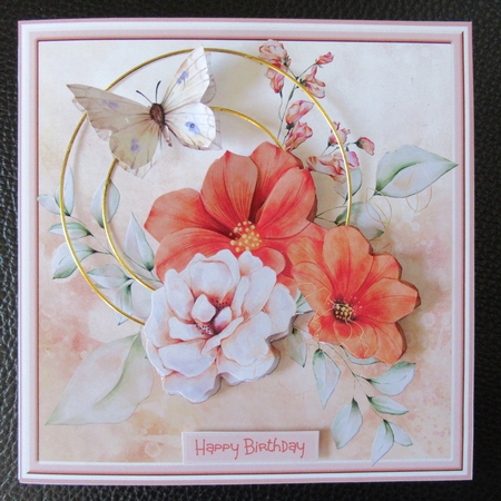 Flowers and butterfly 7x7 by Davina Rundle