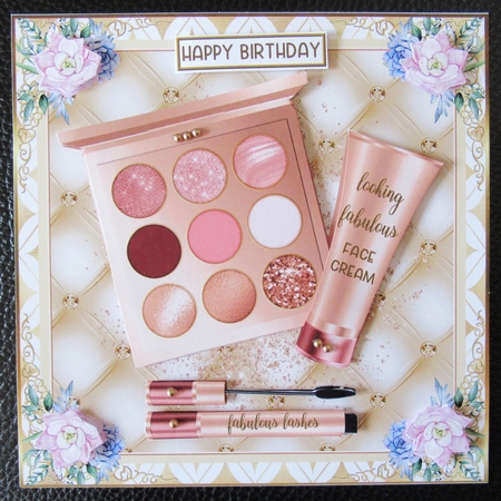 Fabulous Rose Gold Makeup 7x7ins Decoupage Topper 1  by Davina Rundle