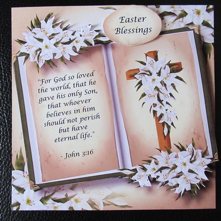 Open Book Easter Bible Quote - John 3:16 by Davina Rundle