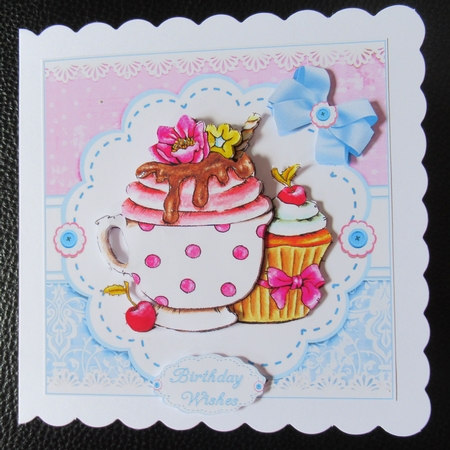 8x8 Cupcake and tea birthday mini kit by Davina Rundle