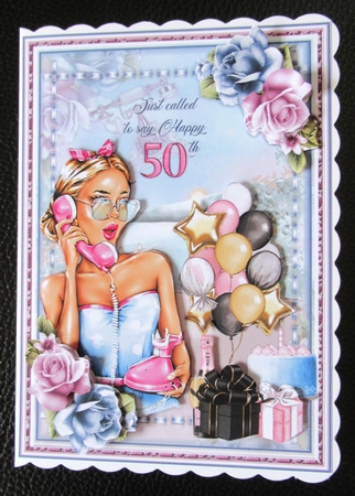 Just Called to Say Happy 50th Card Front by Davina Rundle