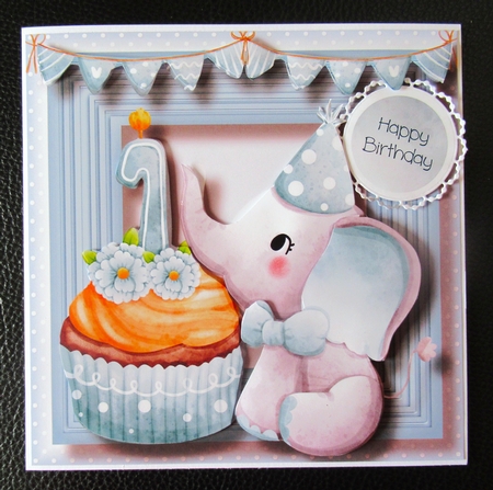 Baby Boy First Birthday - Elephant Cupcake by Davina Rundle