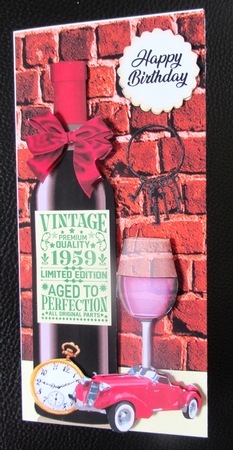 Male Red Wine Birthday Card 1959 by Davina Rundle
