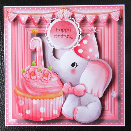 Baby Girl First Birthday - Elephant Cupcake by Davina Rundle