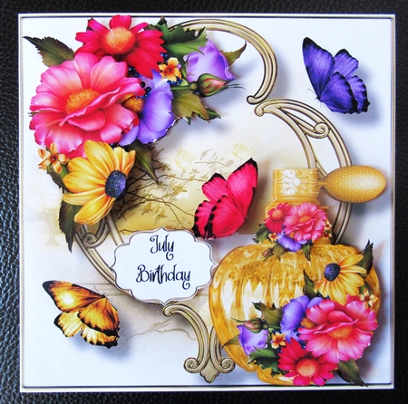 Perfume Bottle On Golden Frame - Summer Blooms by Davina Rundle