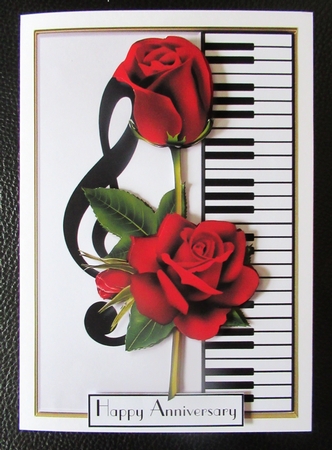 A5 Piano Red Roses by Davina Rundle