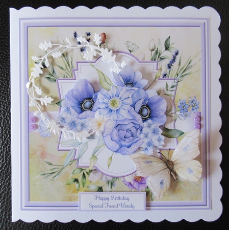Lilac blooms and butterfly 7x7 by Davina Rundle