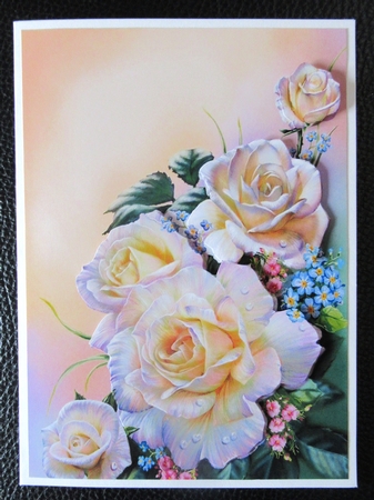 2 Pretty toppers of A5 white Roses (two) by Davina Rundle