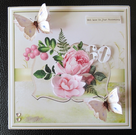 Vintage rose and butterfly 7x7 by Davina Rundle