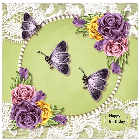 Mixed Roses & Butterflies Quick card by Davina Rundle