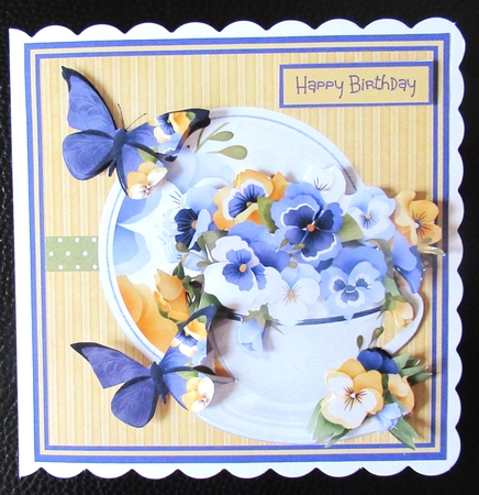 teacup of pansies 6x6 by Davina Rundle