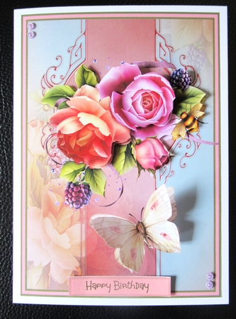 Peach rose and butterfly A5 by Davina Rundle