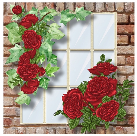 The Ivy & Red Rose Window by Davina Rundle
