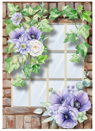 The Ivy & Purple Blooms Window 2 by Davina Rundle