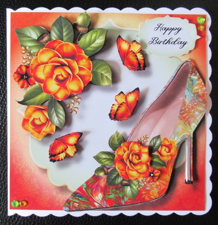 Fractal Shoe & Camellias - Orange by Davina Rundle
