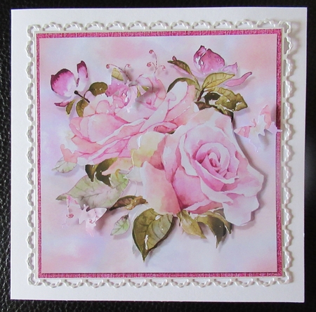 Pretty Pink 2: Roses & Hydrangeas 7 x 7 Card Mini Kit with Age Captions 30-90, 6 Sheets by Davina Rundle