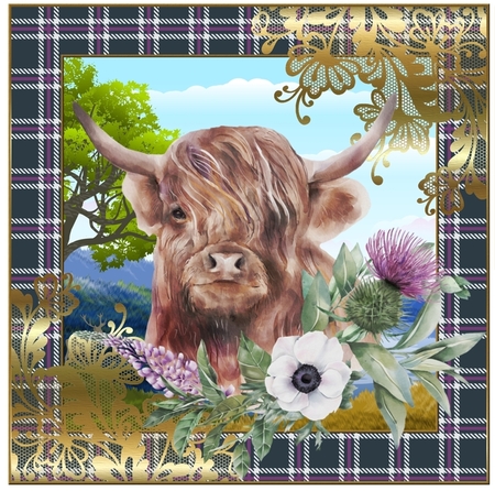 3 Floral highland cow card front/toppers by Davina Rundle