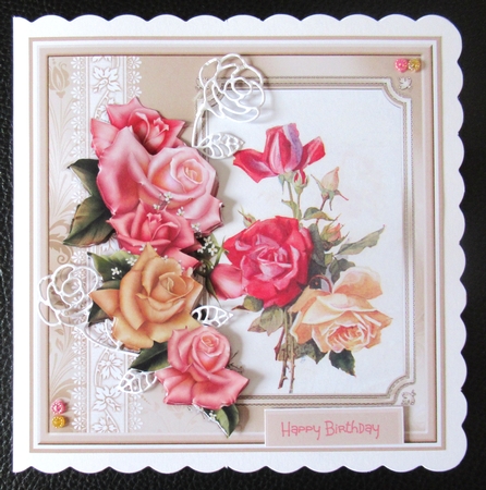 Pink and lemon rose 7x7 by Davina Rundle