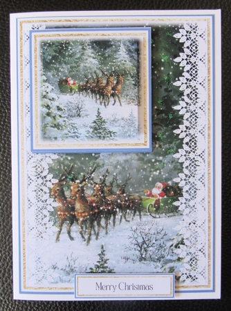 Christmas Santa Sleigh and Reindeer 7x5 Mini Kit by Davina Rundle