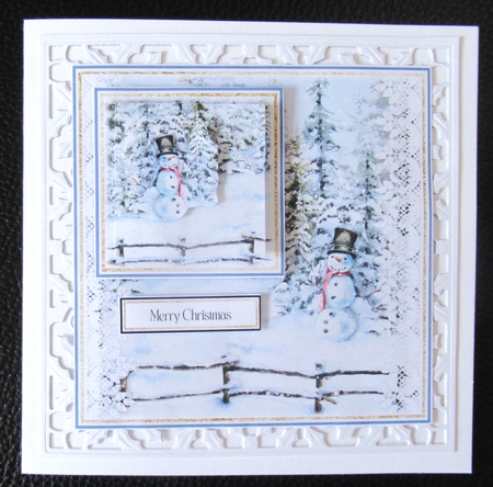 Christmas Snowman in Forest 7.45x7.45 Mini Kit by Davina Rundle