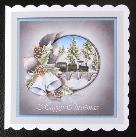 Christmas Card With Snowy Train Scene by Davina Rundle