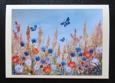 Butterflies and Cornflowers Original art for designer resources or card toppers by Davina Rundle