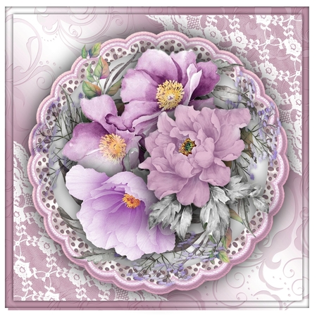7x7 Mini Kit , Beautiful Lilac Blooms by Davina Rundle