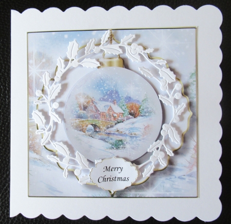 The Christmas Cottage Bauble 3 NO FLOWERS by Davina Rundle