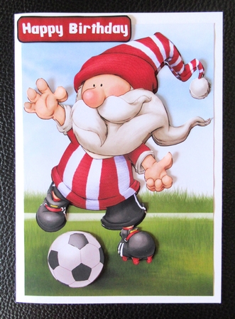 Football Gnome Red and White Stripes by Davina Rundle