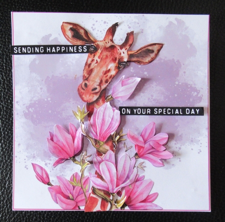 Giraffe with pink flowers mini kit by Davina Rundle