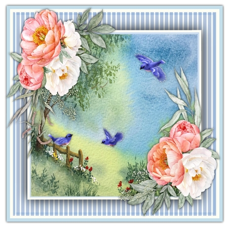 7x7 Mini Kit, Swallows and Roses by Davina Rundle