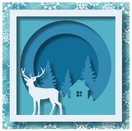 Christmas Faux Papercut Stag 2 No Flowers by Davina Rundle