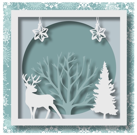 Christmas Faux Papercut Stag 4 No Flowers by Davina Rundle