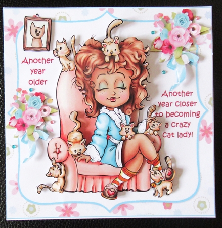 8X8 Another year older crazy cat lady mini kit by Davina Rundle