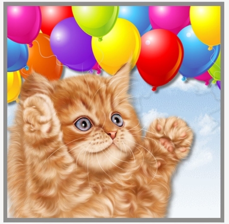 Cute Cat and Balloons Birthday by Davina Rundle